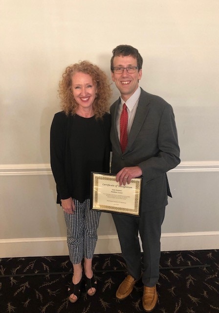 Dr. Liane Philpotts with State Senator Matt Lesser - award presentation on June 11, 2019